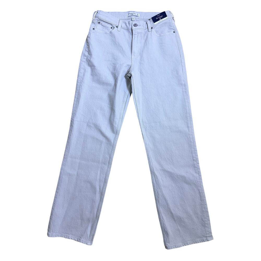 NWT Abercrombie The Baggy Low Rise Curve Love Jeans Light Gray 27 Long